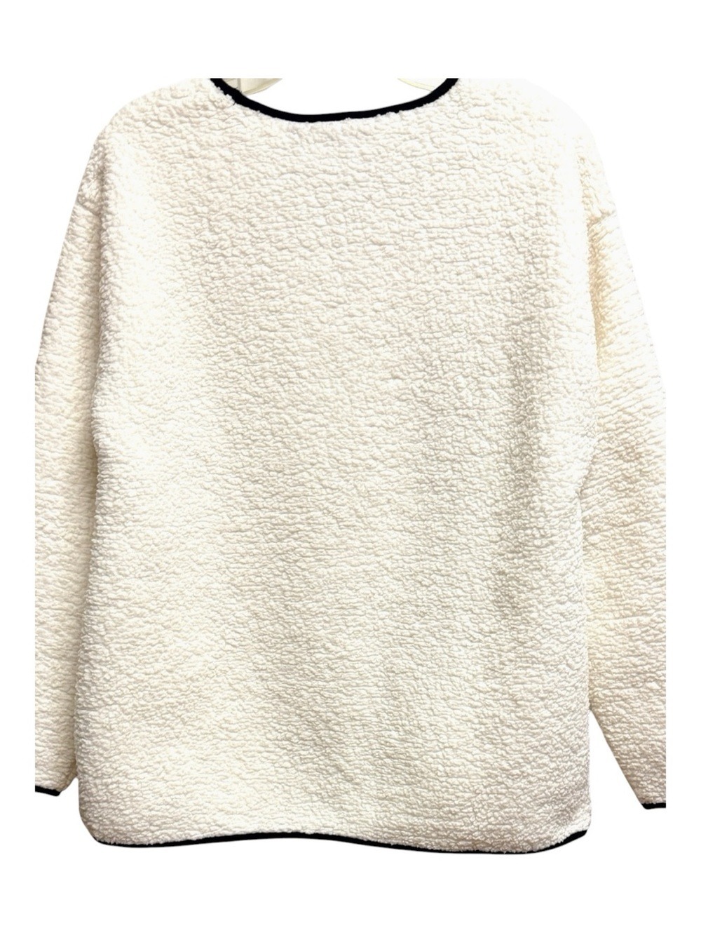 Lands' End Cozy Sherpa Fleece Crewneck Pullover Sweatshirt Ivory Medium EUC - Picture 3 of 7
